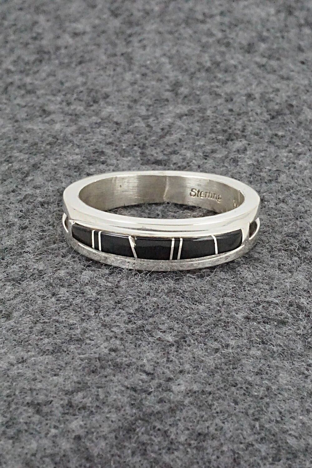 Onyx & Sterling Silver Inlay Ring - Wilbert Muskett Jr. - Size 11.5