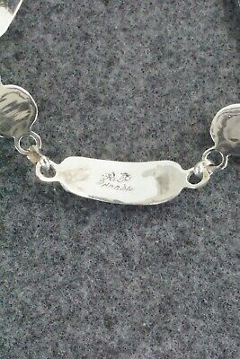 Coral, Turquoise & Sterling Silver Link Bracelet - Patty Edaakie