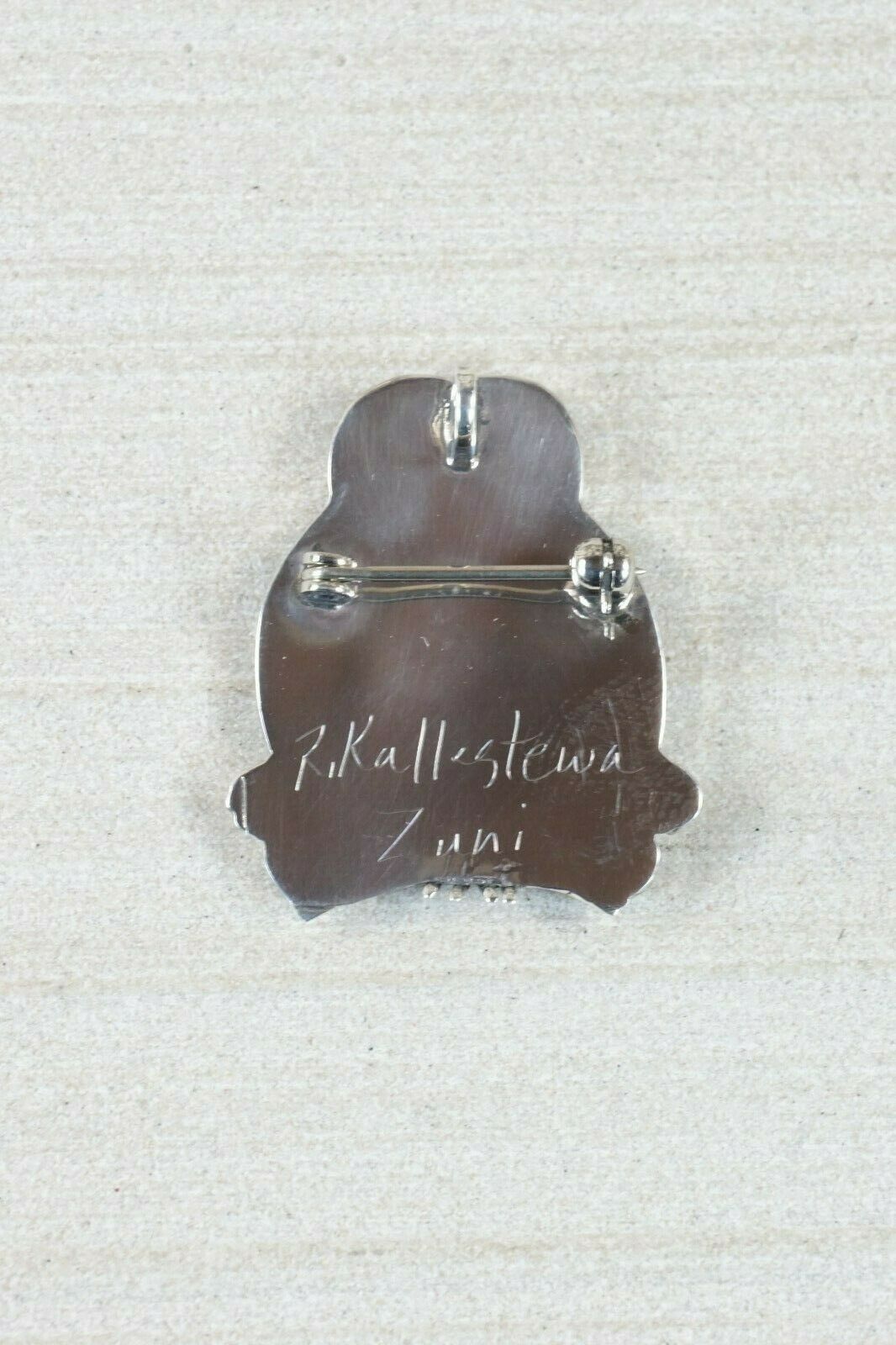 Zuni Owl Mother of Pearl and Sterling Silver Pendant/ Pin - Reginda Kallestewa - High Lonesome Trading