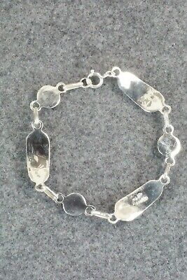 Turquoise, Coral & Sterling Silver Link Bracelet - Patty Edaakie
