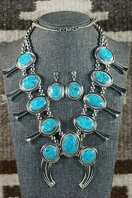 Navajo Turquoise & Sterling Silver Squash Blossom - Raymond Delgarito - High Lonesome Trading