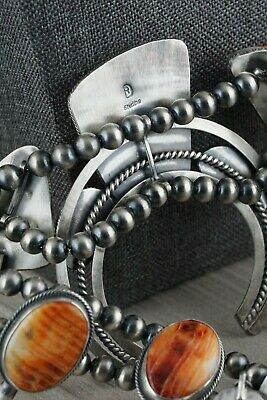 Navajo Spiny Oyster & Sterling Silver Squash Blossom - Raymond Delgarito - High Lonesome Trading