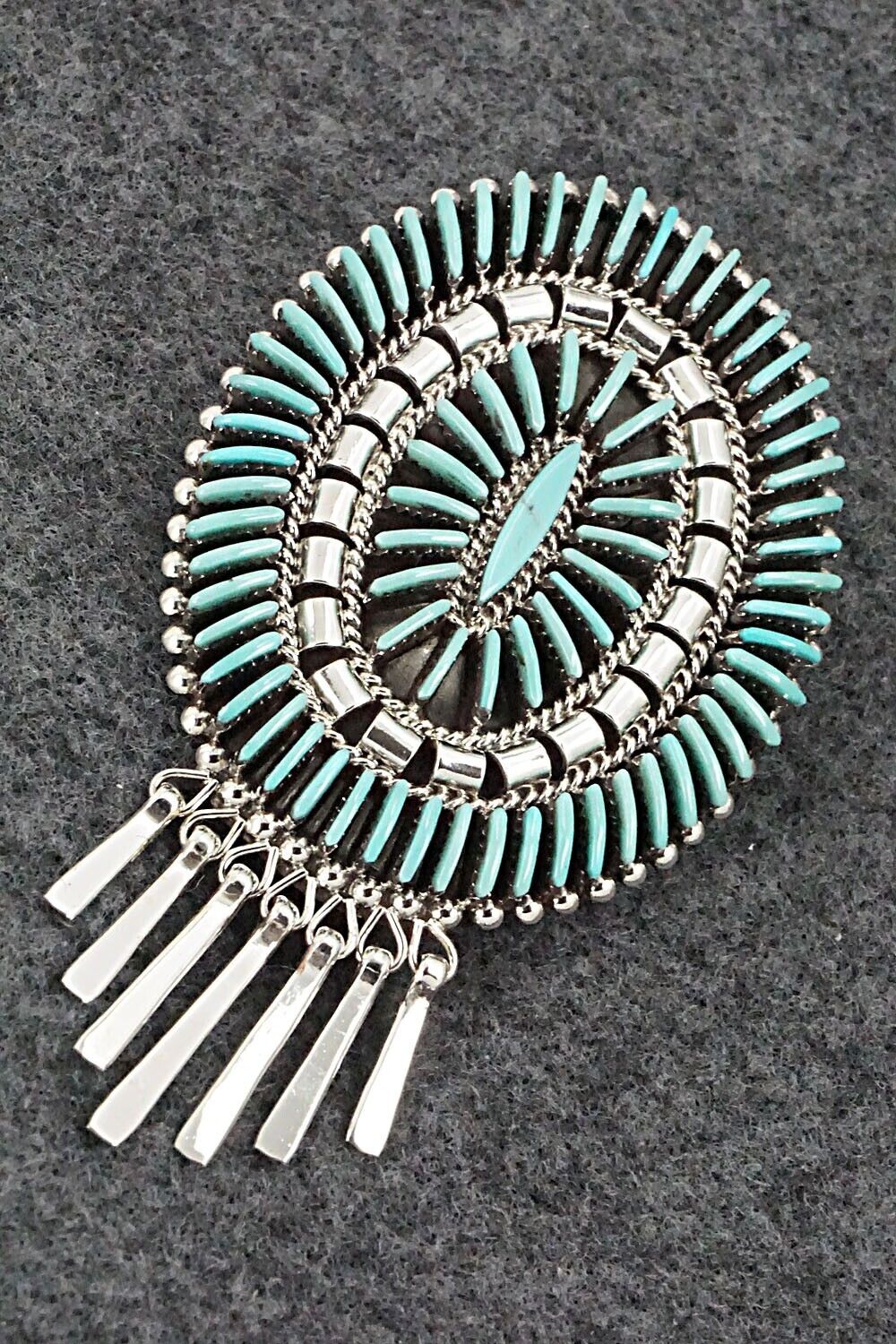 Turquoise & Sterling Silver Pendant/Pin - Edmund Cooeyate