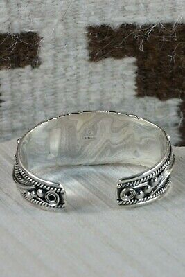 Navajo 5 Stone Onyx & Sterling Silver Bracelet - Davey Morgan - High Lonesome Trading