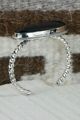 Navajo Onyx & Sterling Silver Bracelet - Native American - High Lonesome Trading