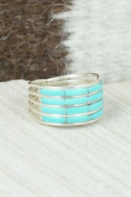 Turquoise & Sterling Silver Ring - Claresse Kylestewa - Size 8.75