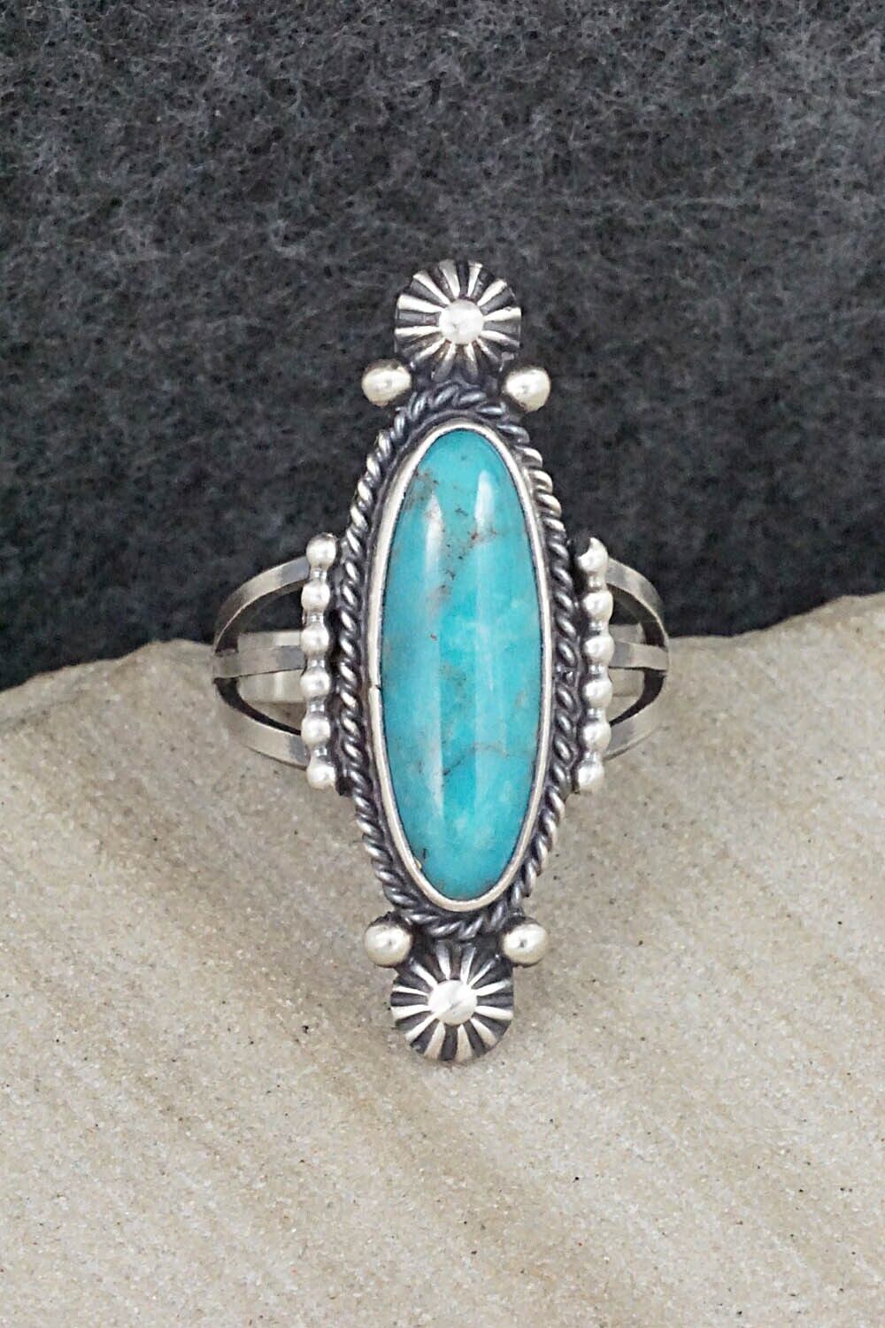 Turquoise & Sterling Silver Ring - Samuel Yellowhair - Size 6.5