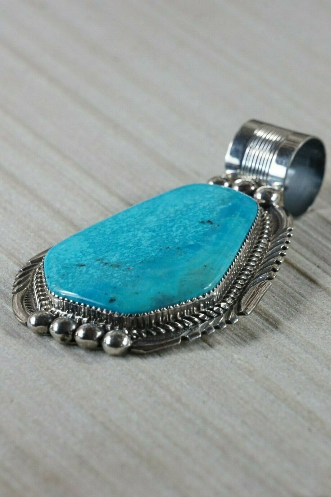 Navajo Turquoise & Sterling Silver Pendant - Garrison Boyd - High Lonesome Trading