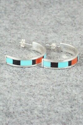 Multi Stone Inlay & Sterling Silver Earrings - Robin Chavez