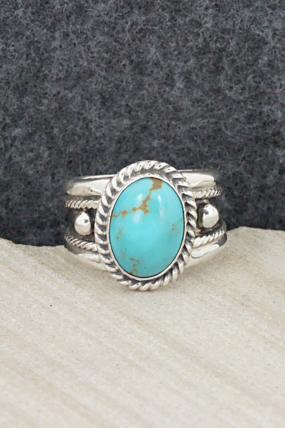 Turquoise & Sterling Silver Ring - Thomas Yazzie - Size 8.5