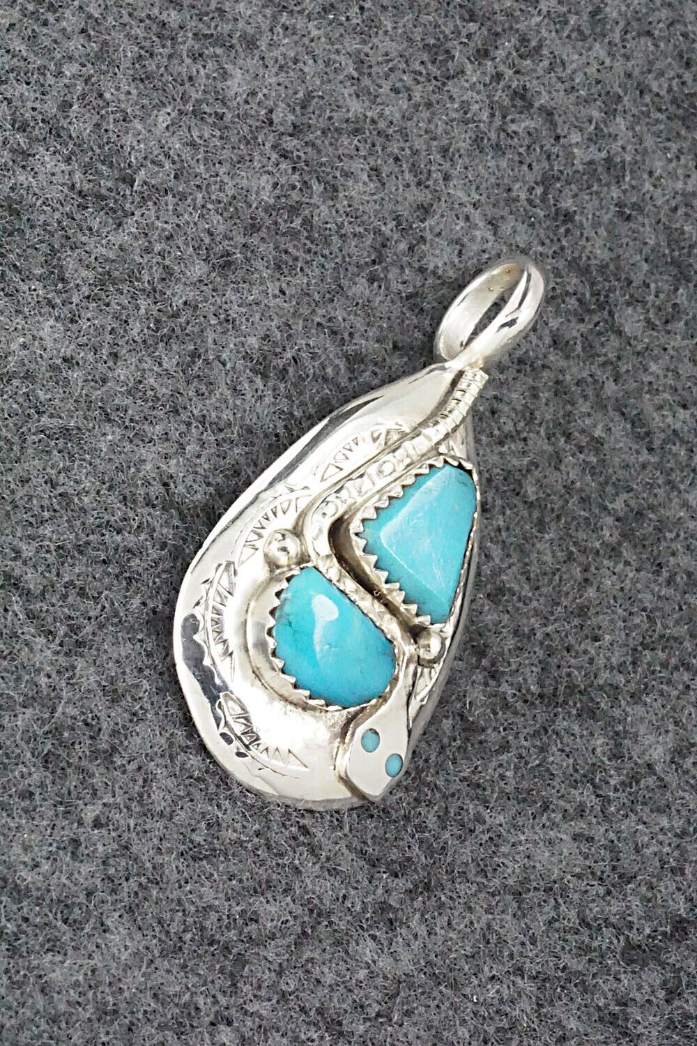 Turquoise and Sterling Silver Pendant - Joy Calavaza