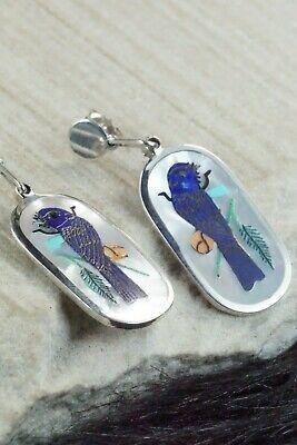Inlay Lapis & Sterling Silver Earrings - Harlan Coonsis - High Lonesome Trading