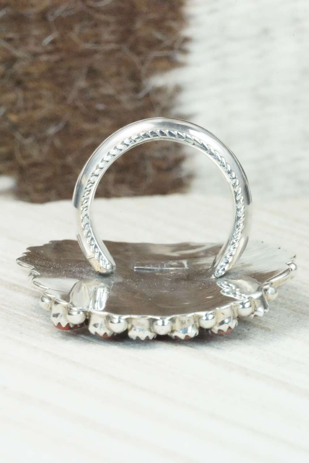 Coral and Sterling Silver Ring - Justina Wilson - Size 8