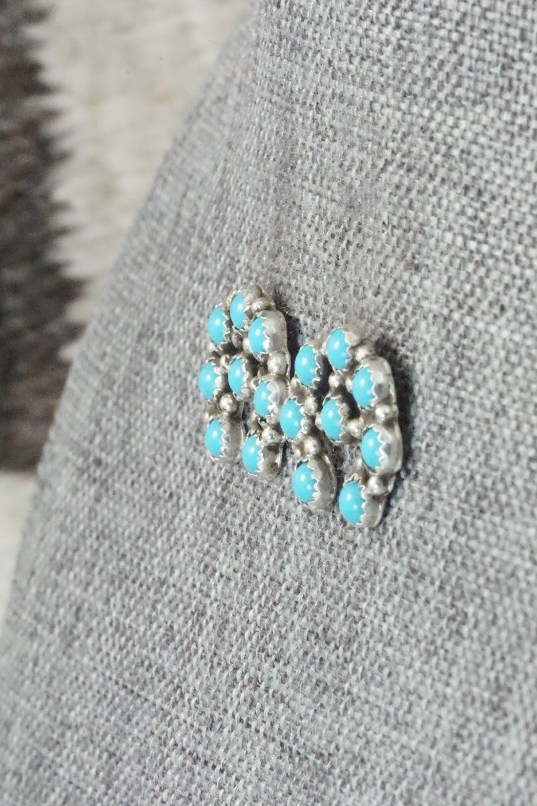 Turquoise & Sterling Silver Earrings - Chester Charley