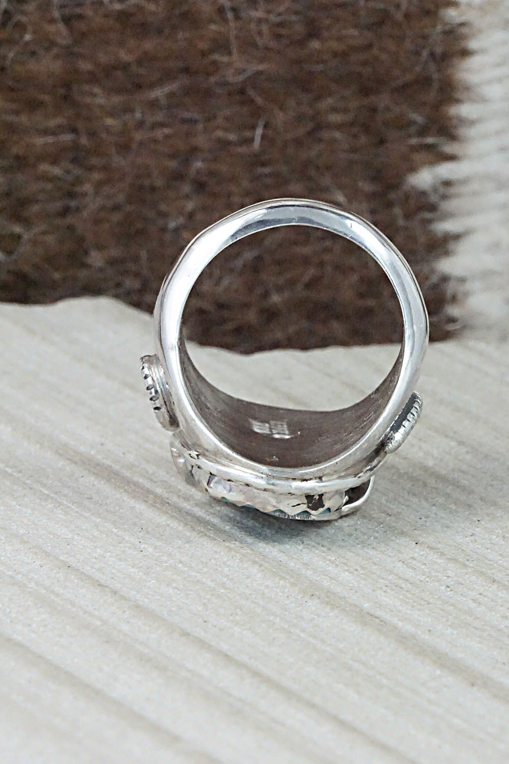 Turquoise & Sterling Silver Ring - Joy Calavaza - Size 9.5