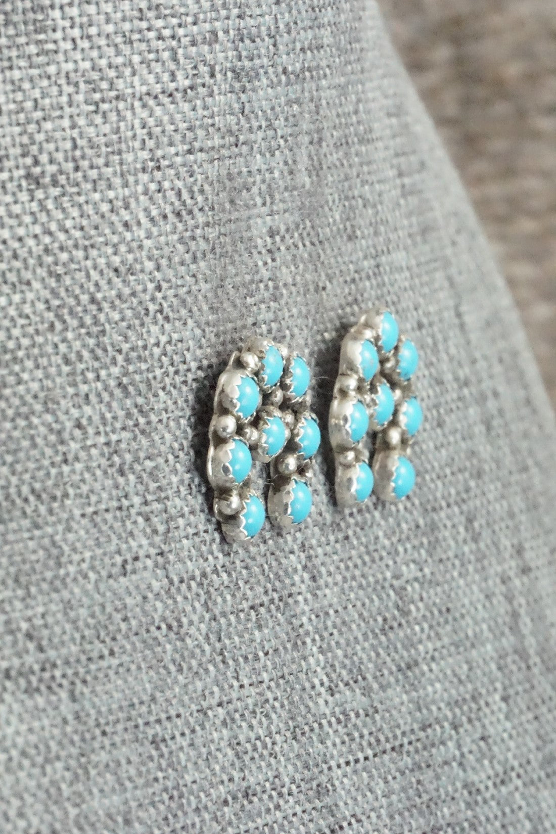 Turquoise & Sterling Silver Earrings - Chester Charley
