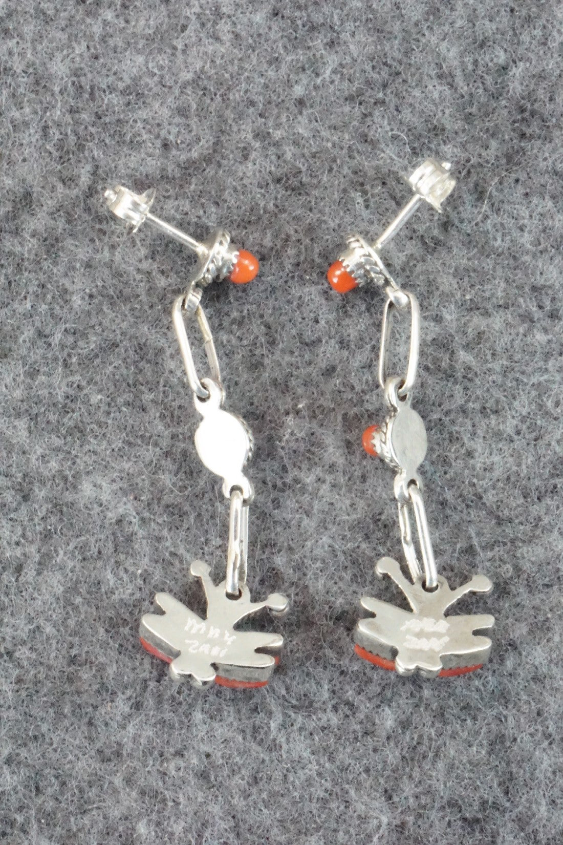 Coral & Sterling Silver Earrings - Mildred Ukestine
