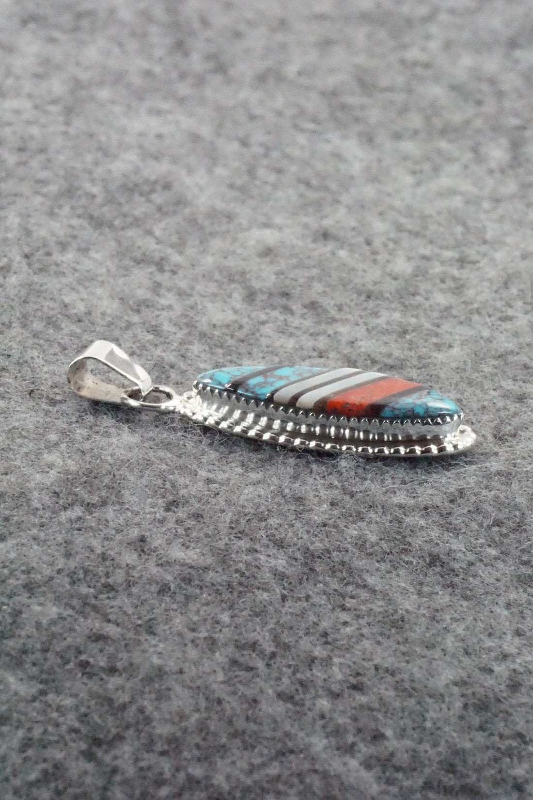 Multi Stone & Sterling Silver Inlay Pendant - Wayne Haloo