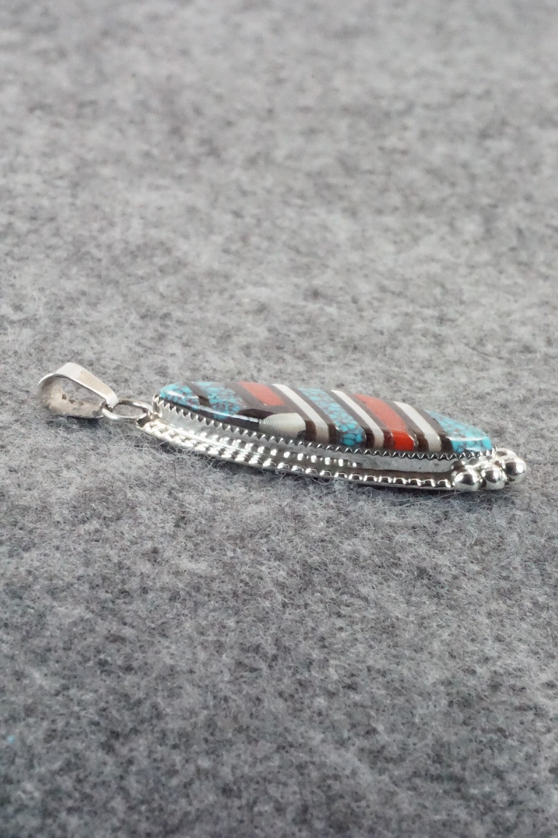 Multi Stone & Sterling Silver Inlay Pendant - Wayne Haloo