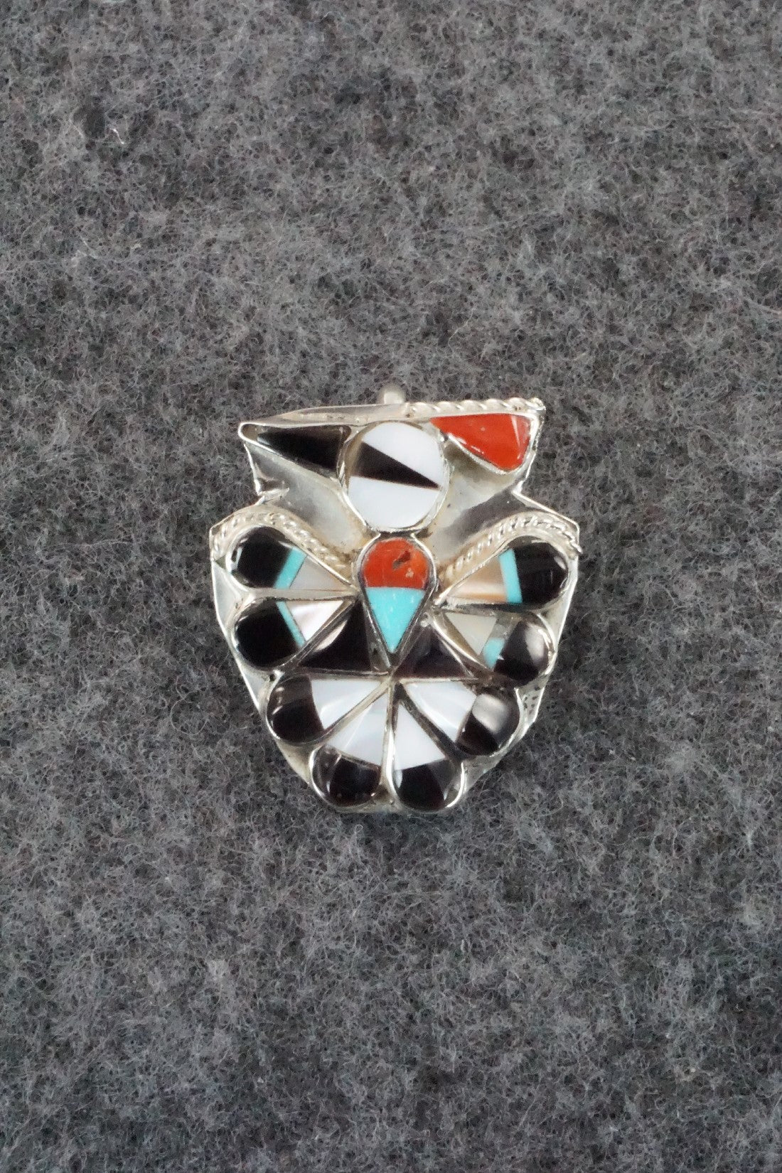 Multi Stone & Sterling Silver Inlay Pendant / Pin - Alva Nastacio