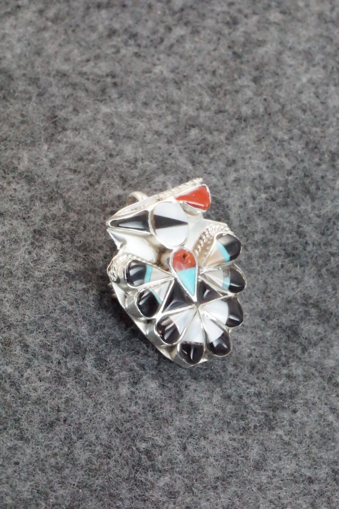 Multi Stone & Sterling Silver Inlay Pendant / Pin - Alva Nastacio