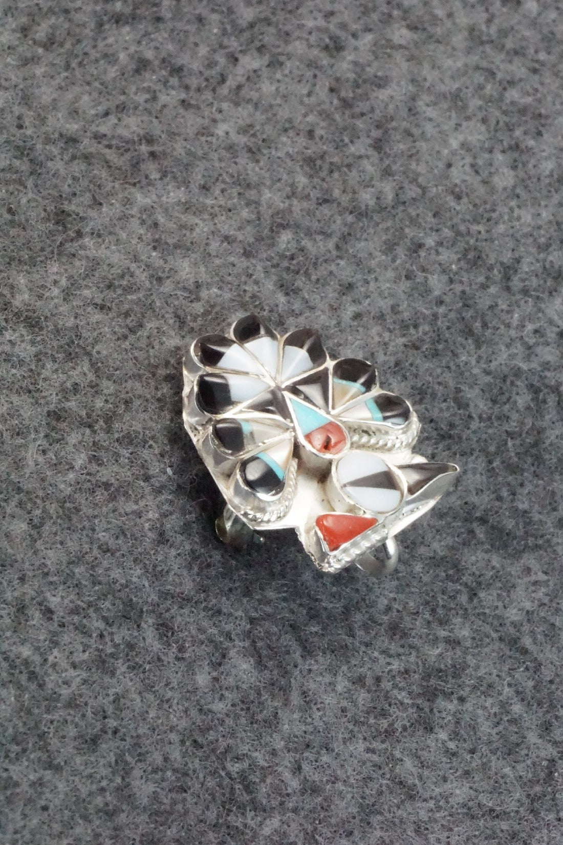 Multi Stone & Sterling Silver Inlay Pendant / Pin - Alva Nastacio