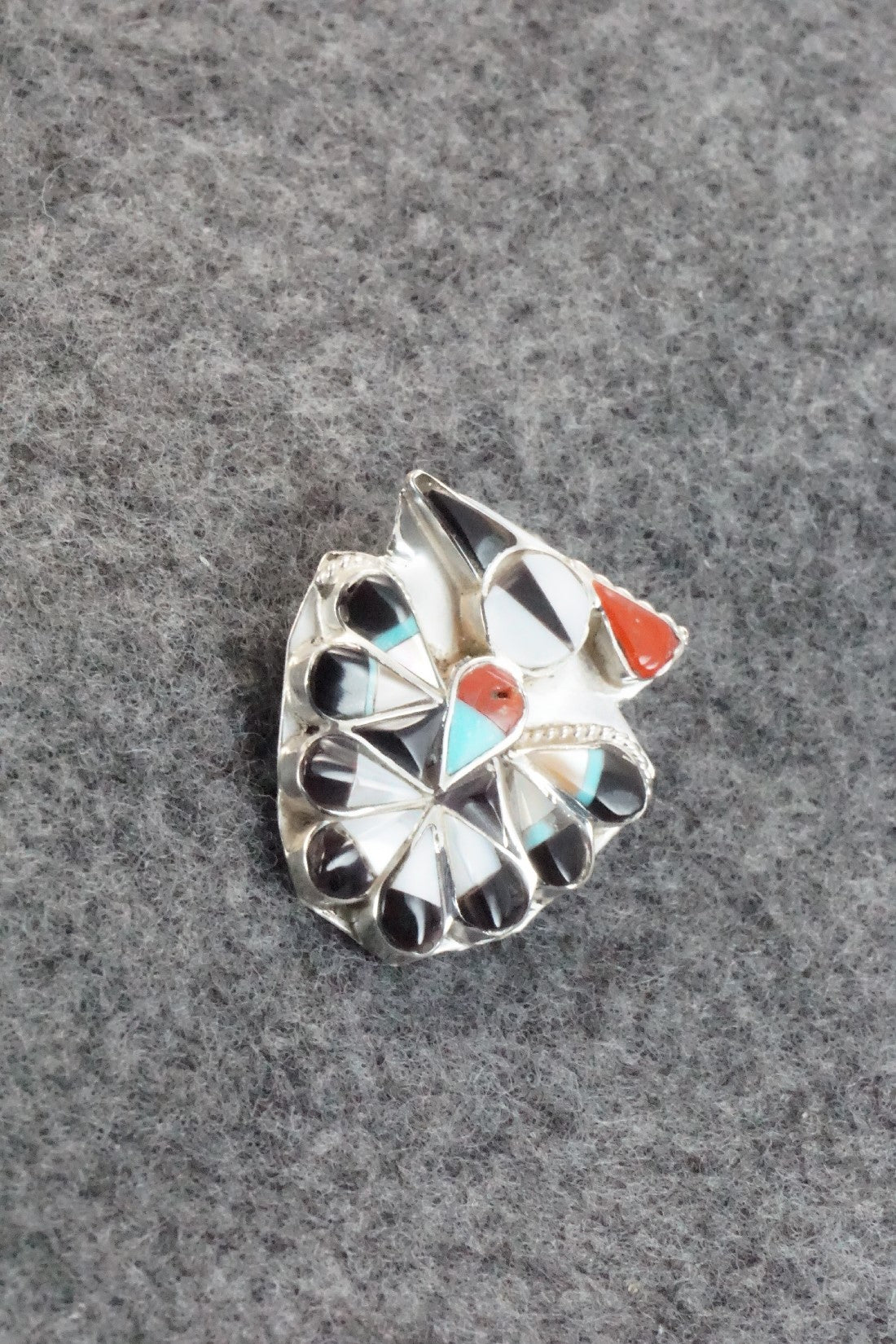 Multi Stone & Sterling Silver Inlay Pendant / Pin - Alva Nastacio