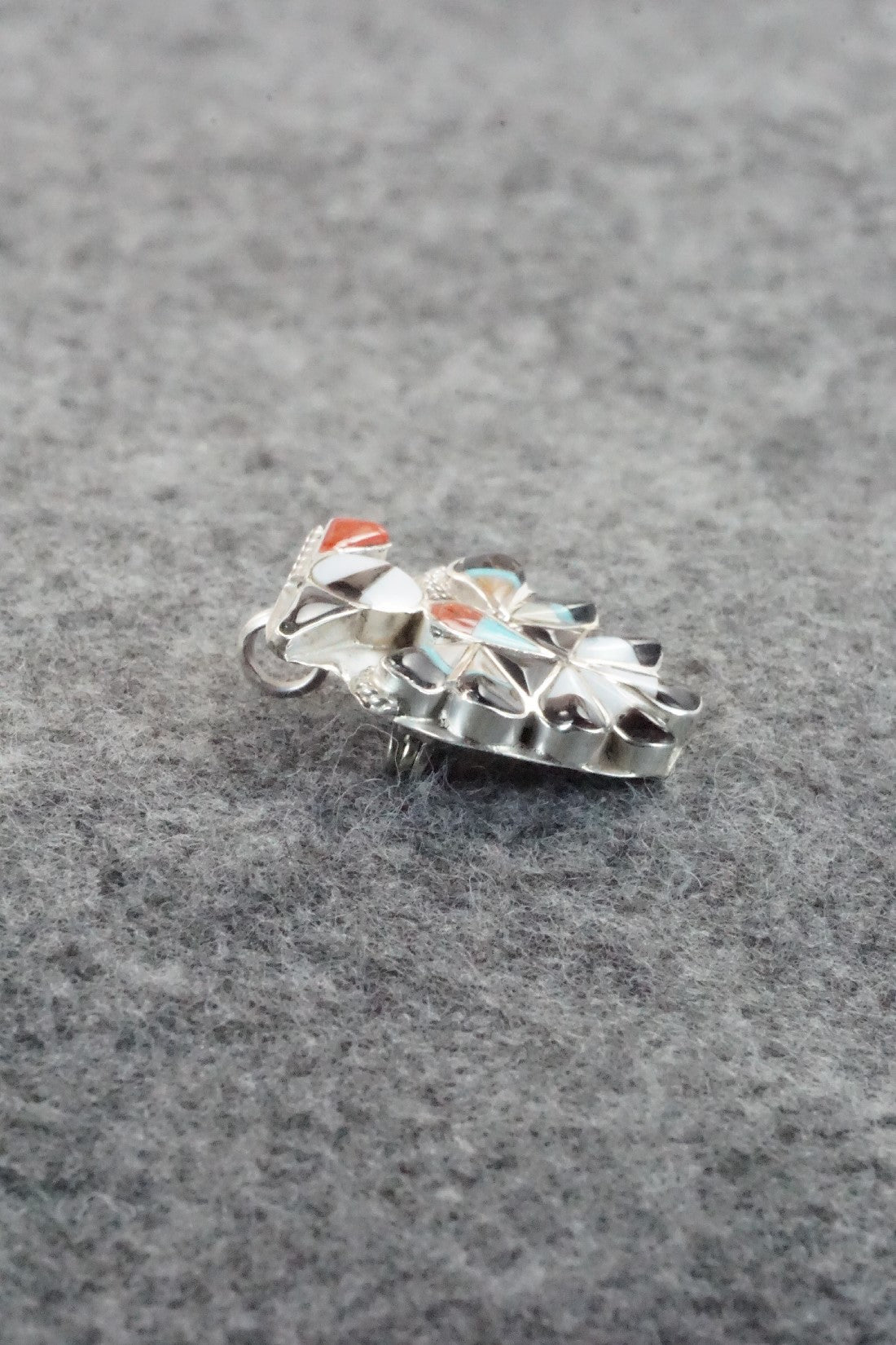 Multi Stone & Sterling Silver Inlay Pendant / Pin - Alva Nastacio