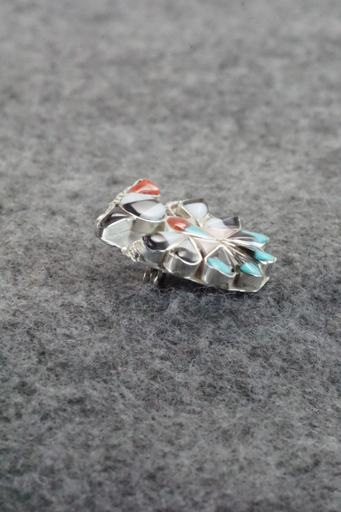 Multi Stone & Sterling Silver Inlay Pendant / Pin - Alva Nastacio