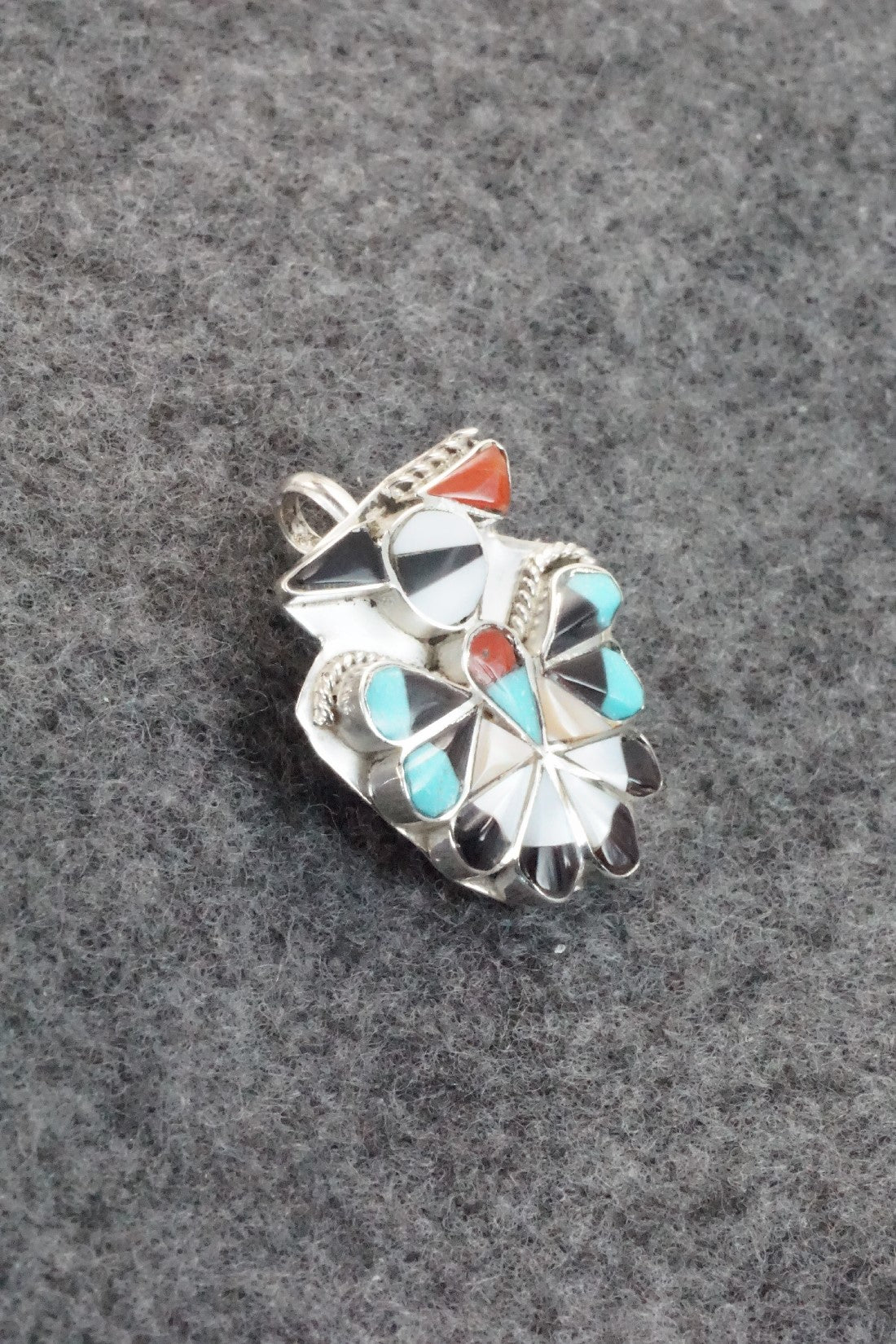 Multi Stone & Sterling Silver Inlay Pendant / Pin - Alva Nastacio