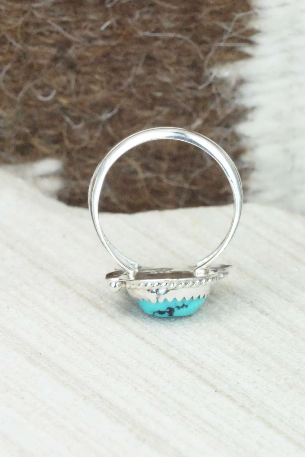 Turquoise & Sterling Silver Ring - Roberta Begay - Size 6.75