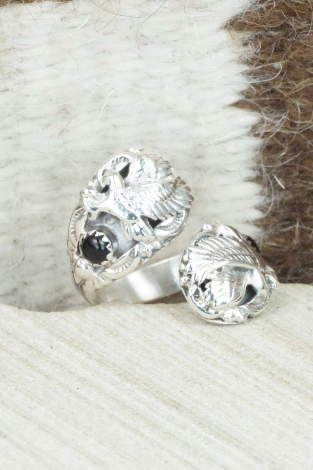 Onyx & Sterling Silver Ring - Mark Barney - Size 6.75