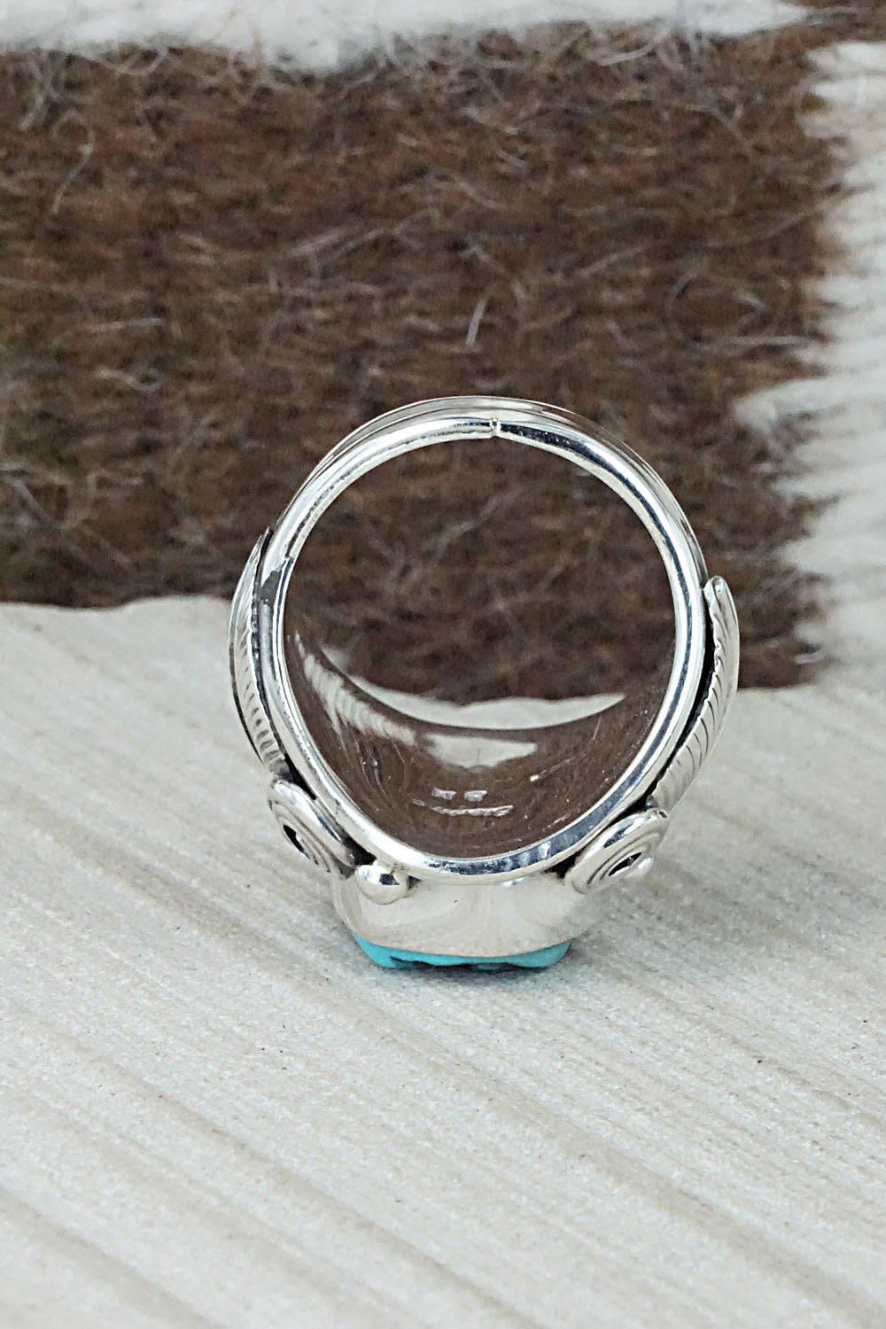 Turquoise & Sterling Silver Ring - Darrell Morgan - Size 9.75