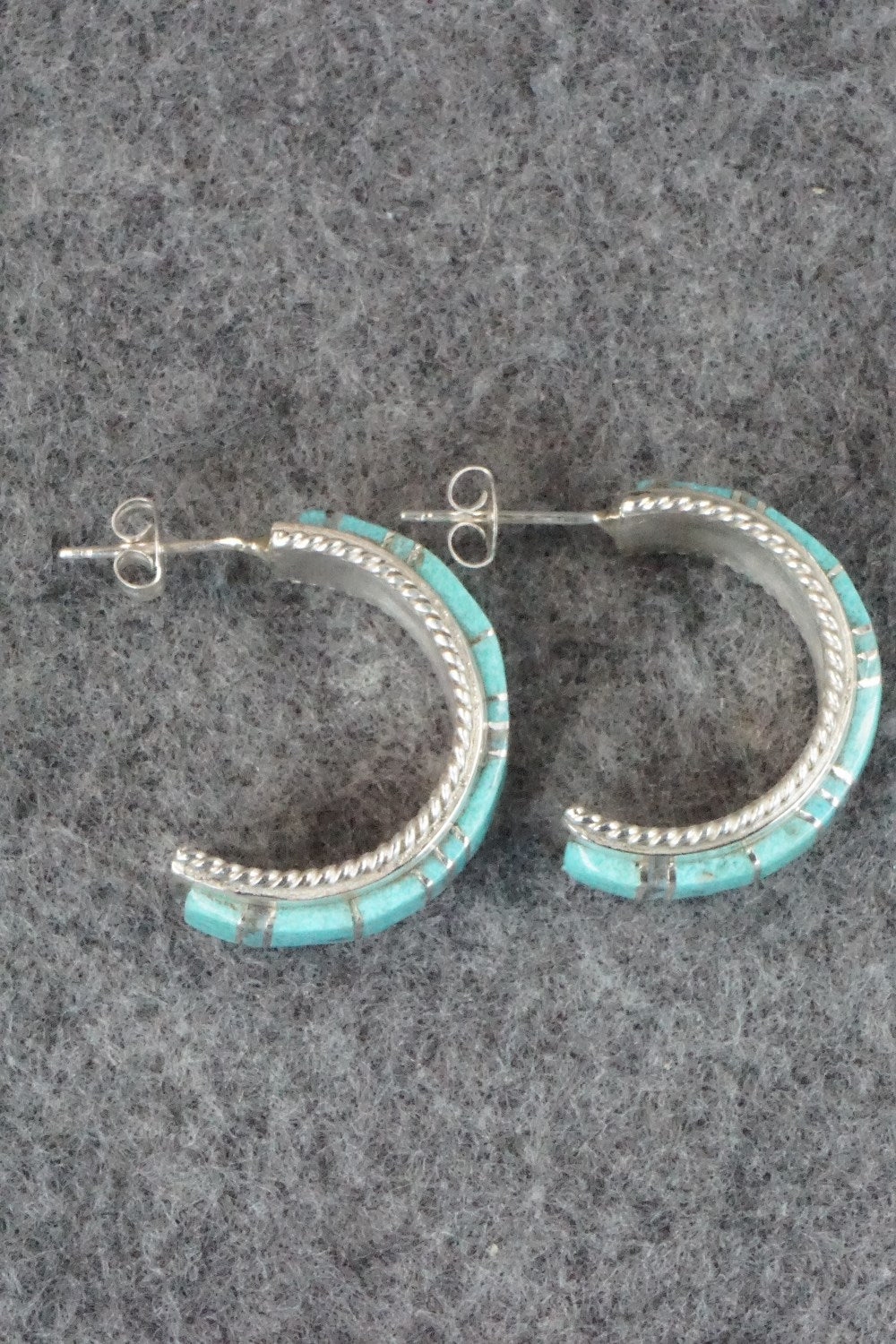Turquoise & Sterling Silver Inlay Earrings - Deirdre Luna