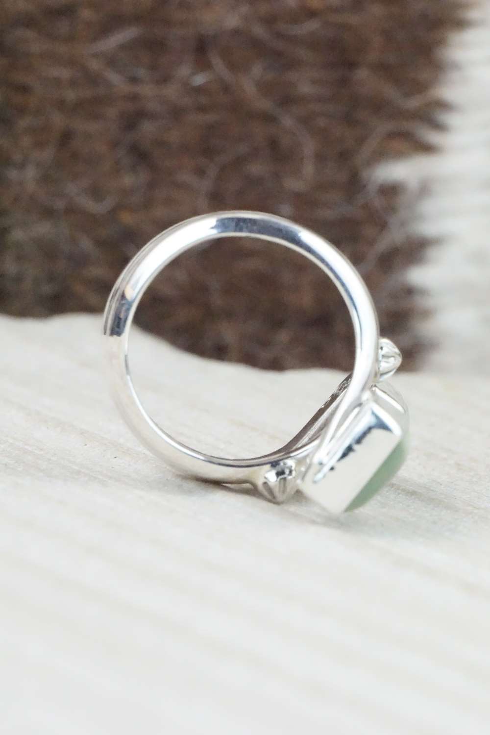 Turquoise & Sterling Silver Ring - Bobby Platero - Size 6.5