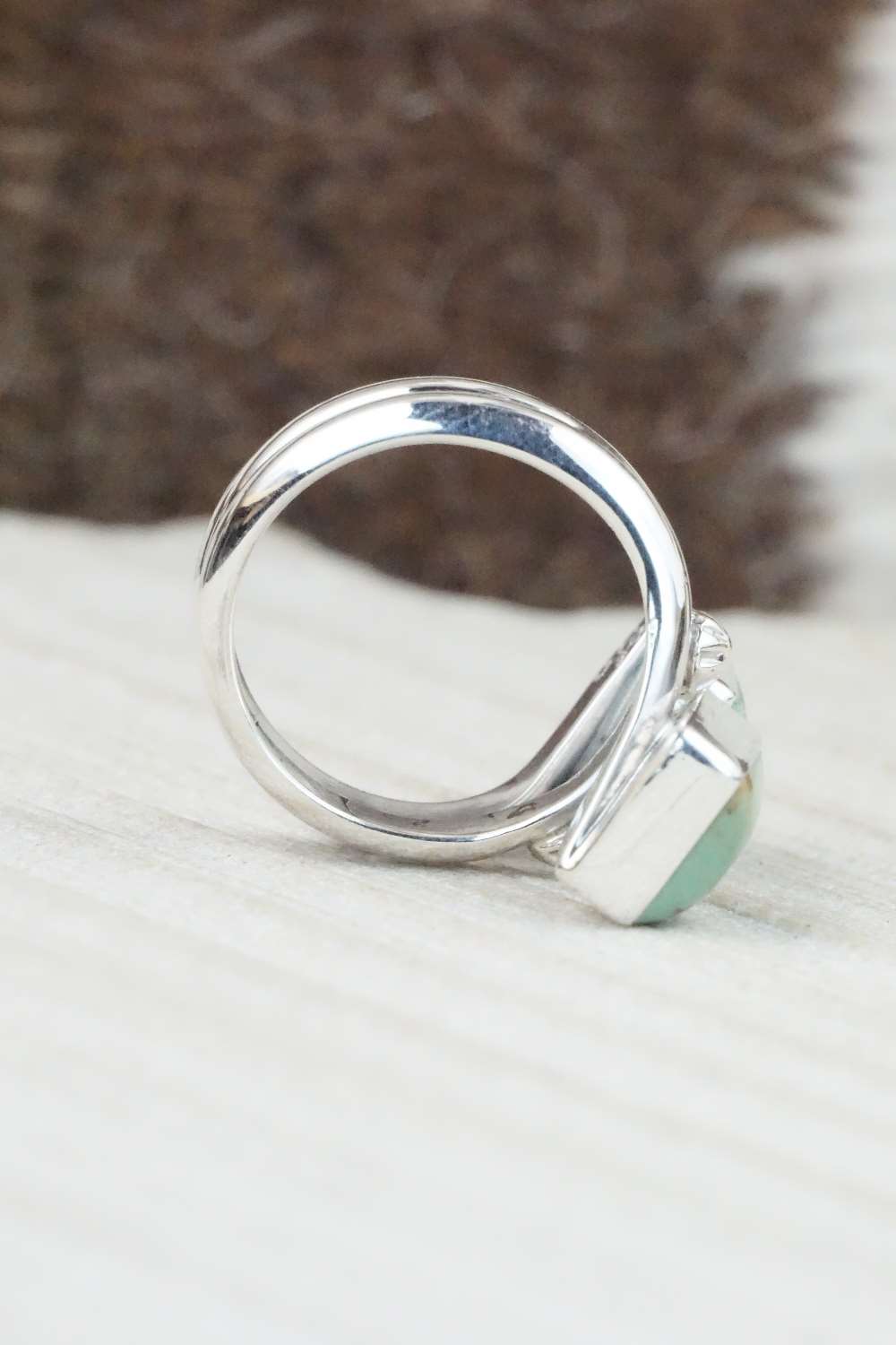 Turquoise & Sterling Silver Ring - Bobby Platero - Size 6.5