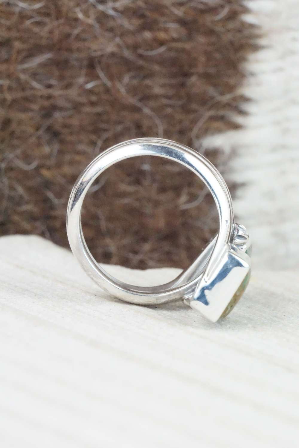 Turquoise & Sterling Silver Ring - Bobby Platero - Size 6.5