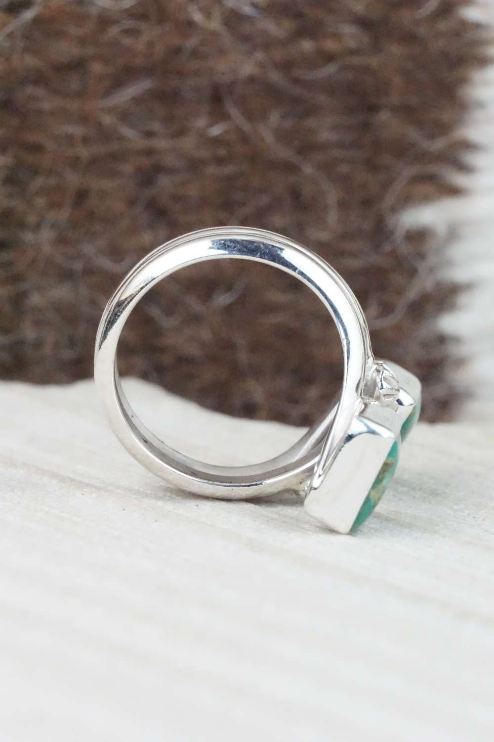 Turquoise & Sterling Silver Ring - Bobby Platero - Size 7