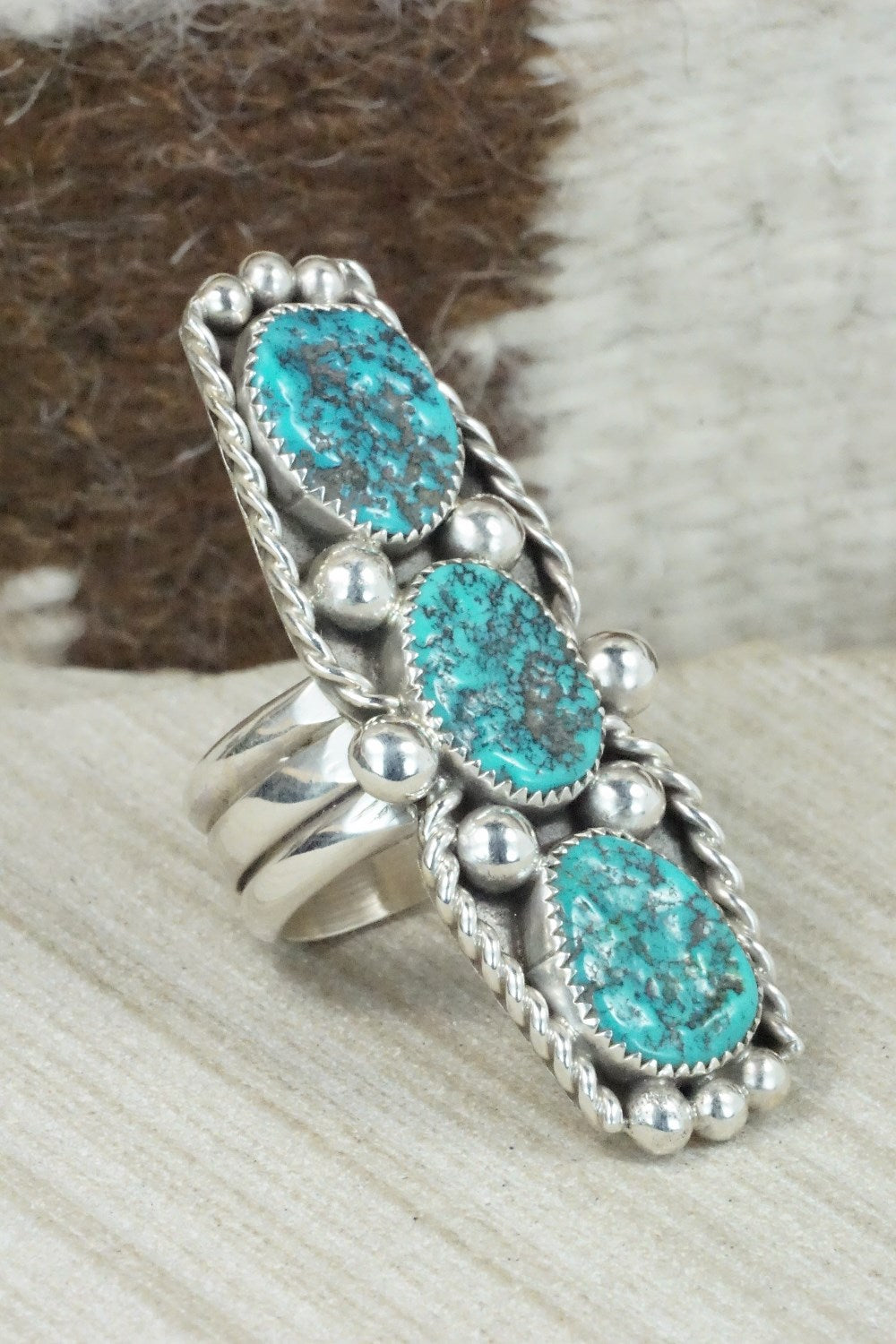 Turquoise & Sterling Silver Ring - Cris Nez - Size 7.25