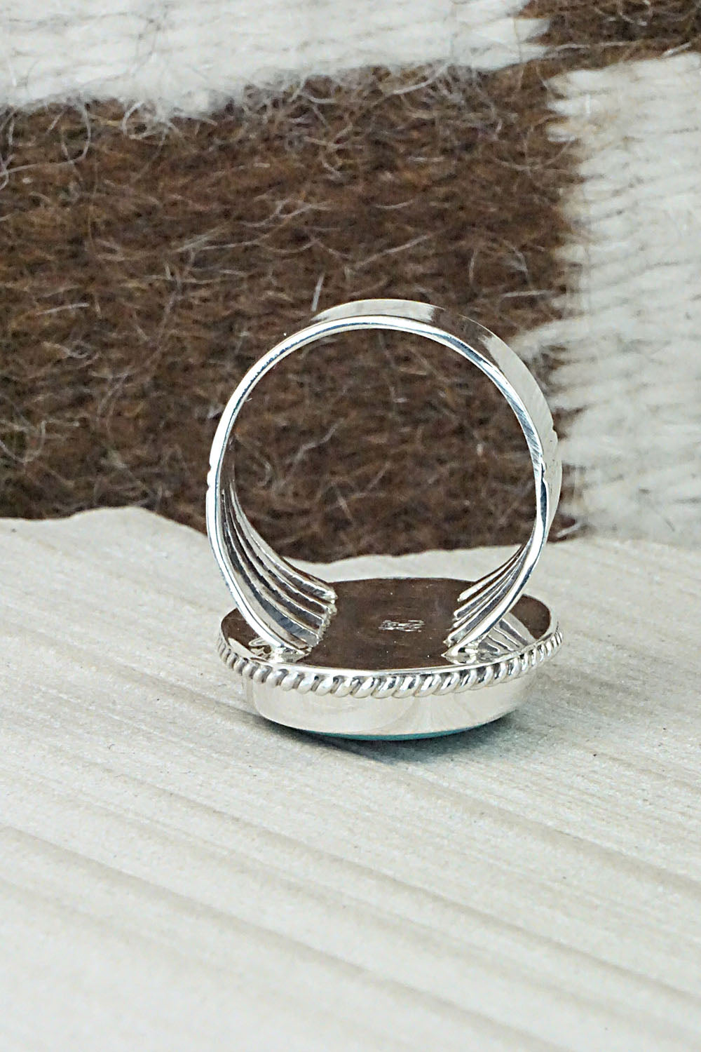 Turquoise & Sterling Silver Ring - Jeannette Saunders - Size 12.5