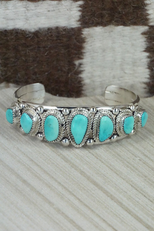 Turquoise & Sterling Silver Bracelet - Leslie Nez
