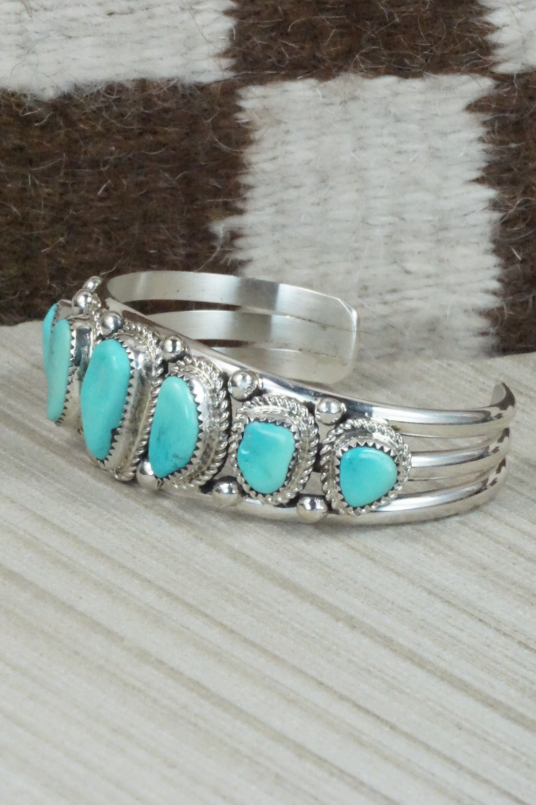 Turquoise & Sterling Silver Bracelet - Leslie Nez
