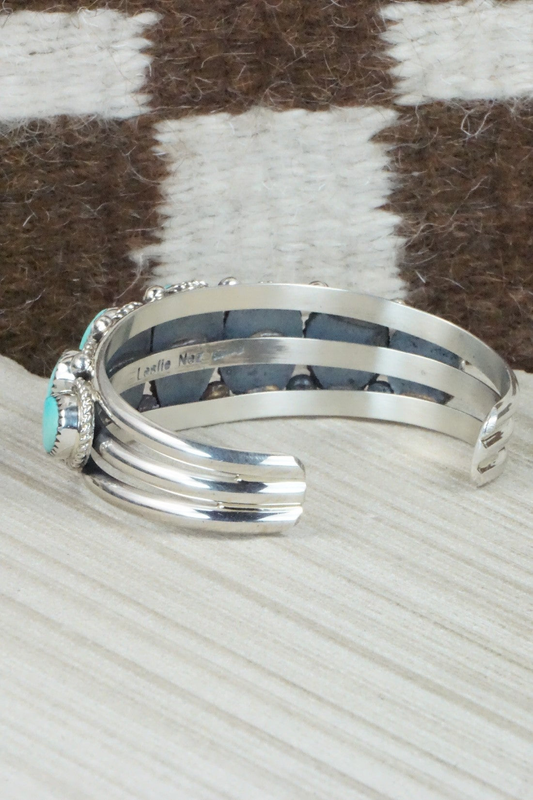Turquoise & Sterling Silver Bracelet - Leslie Nez