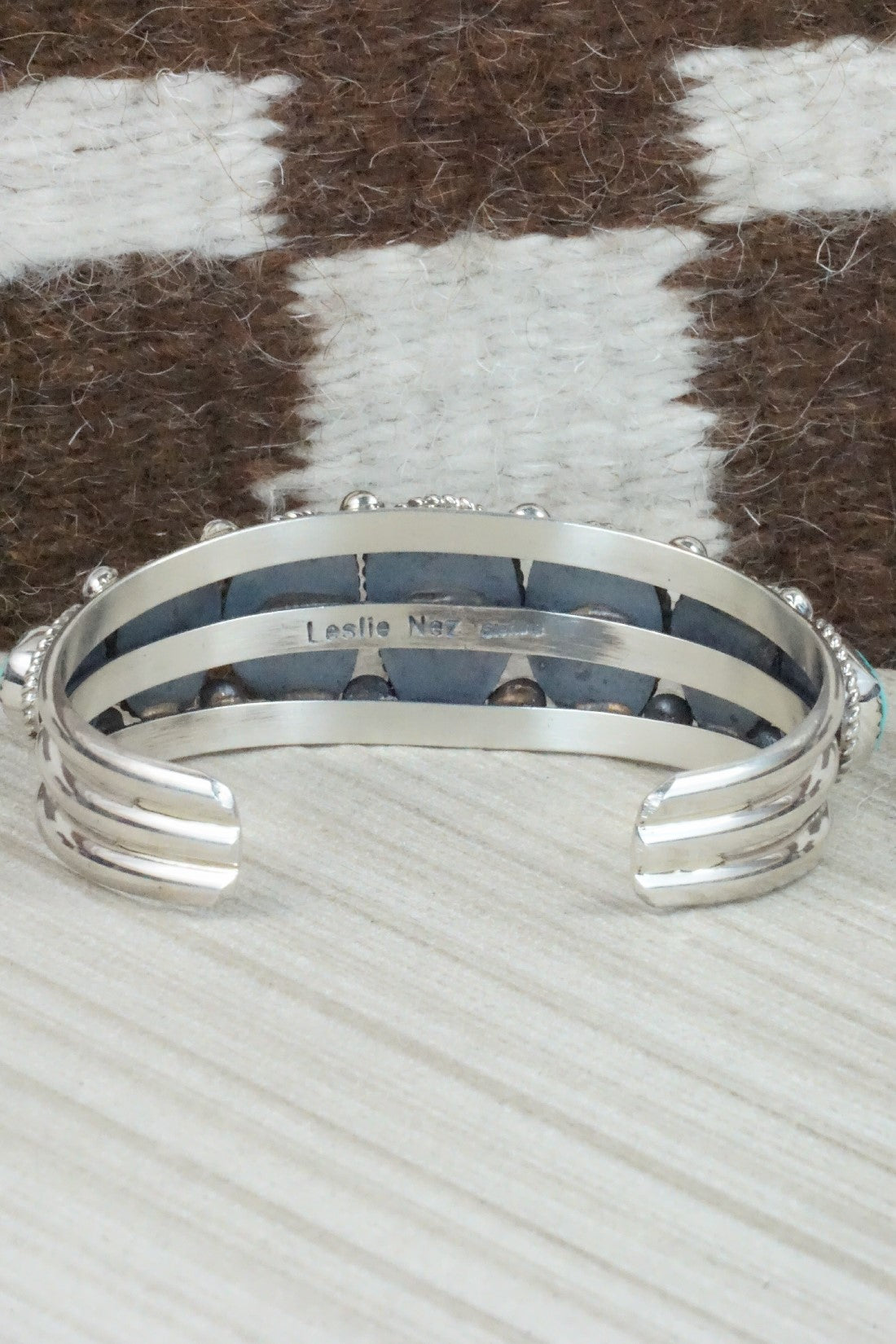 Turquoise & Sterling Silver Bracelet - Leslie Nez