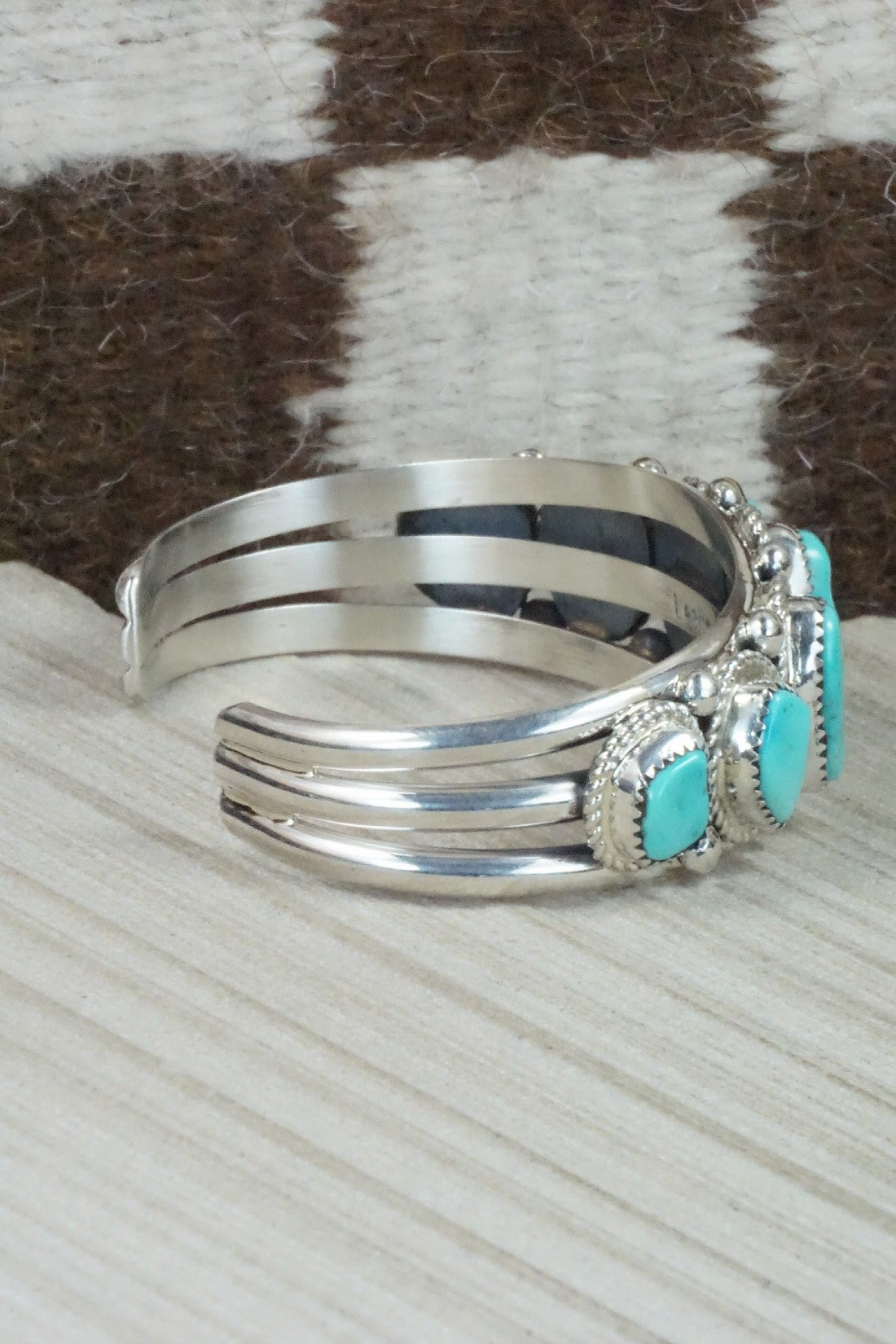 Turquoise & Sterling Silver Bracelet - Leslie Nez