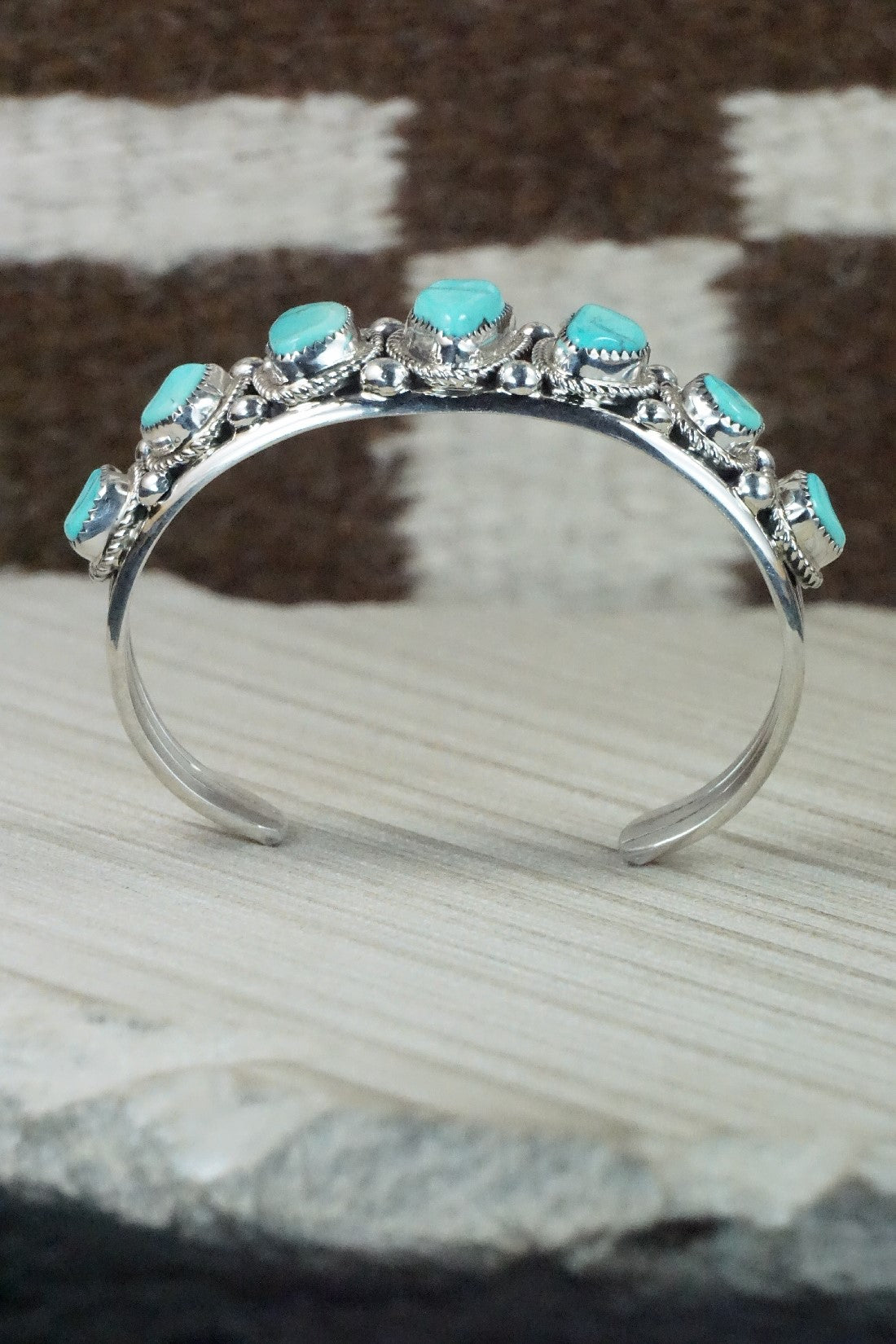 Turquoise & Sterling Silver Bracelet - Leslie Nez