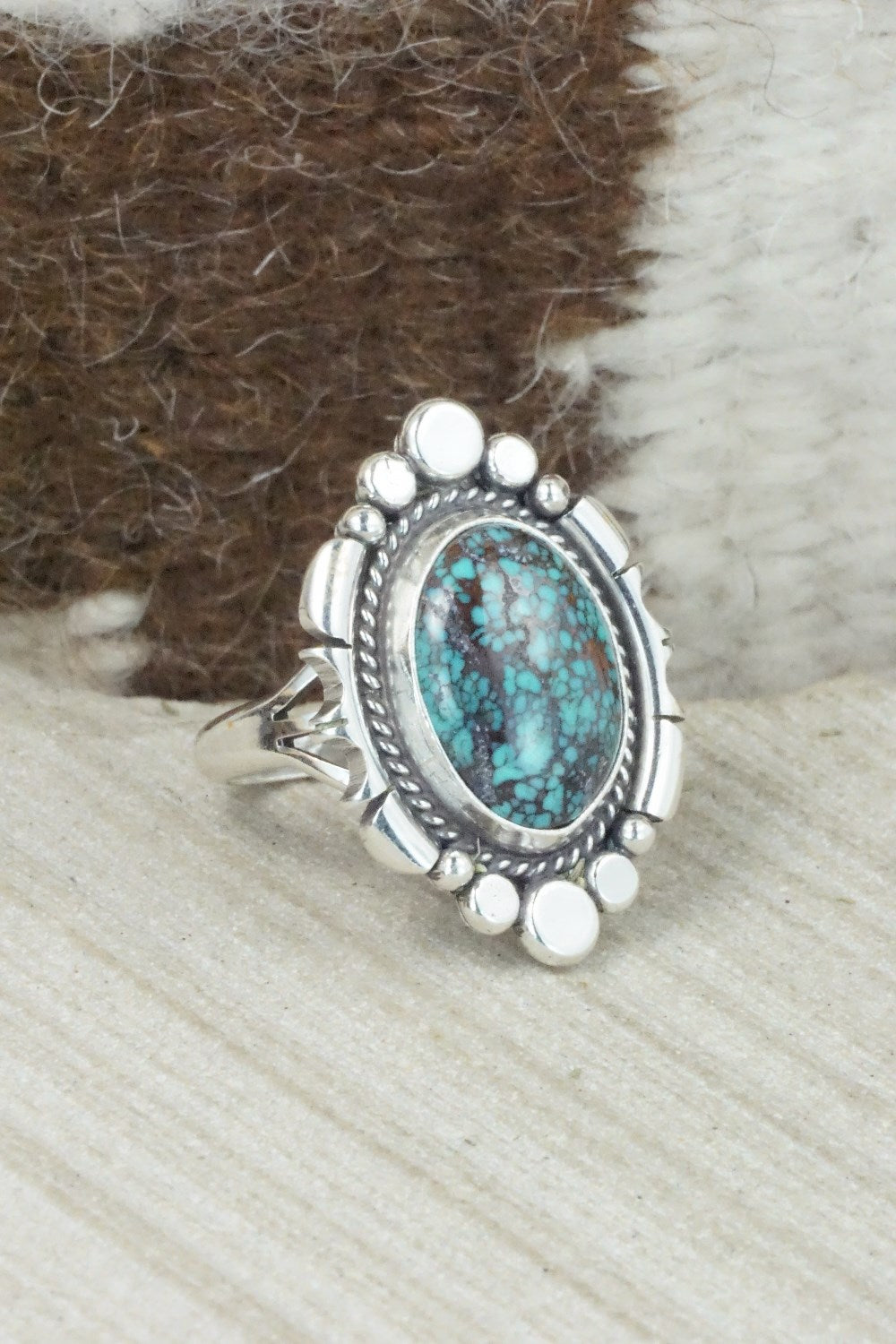 Turquoise & Sterling Silver Ring - Daniel Benally - Size 8