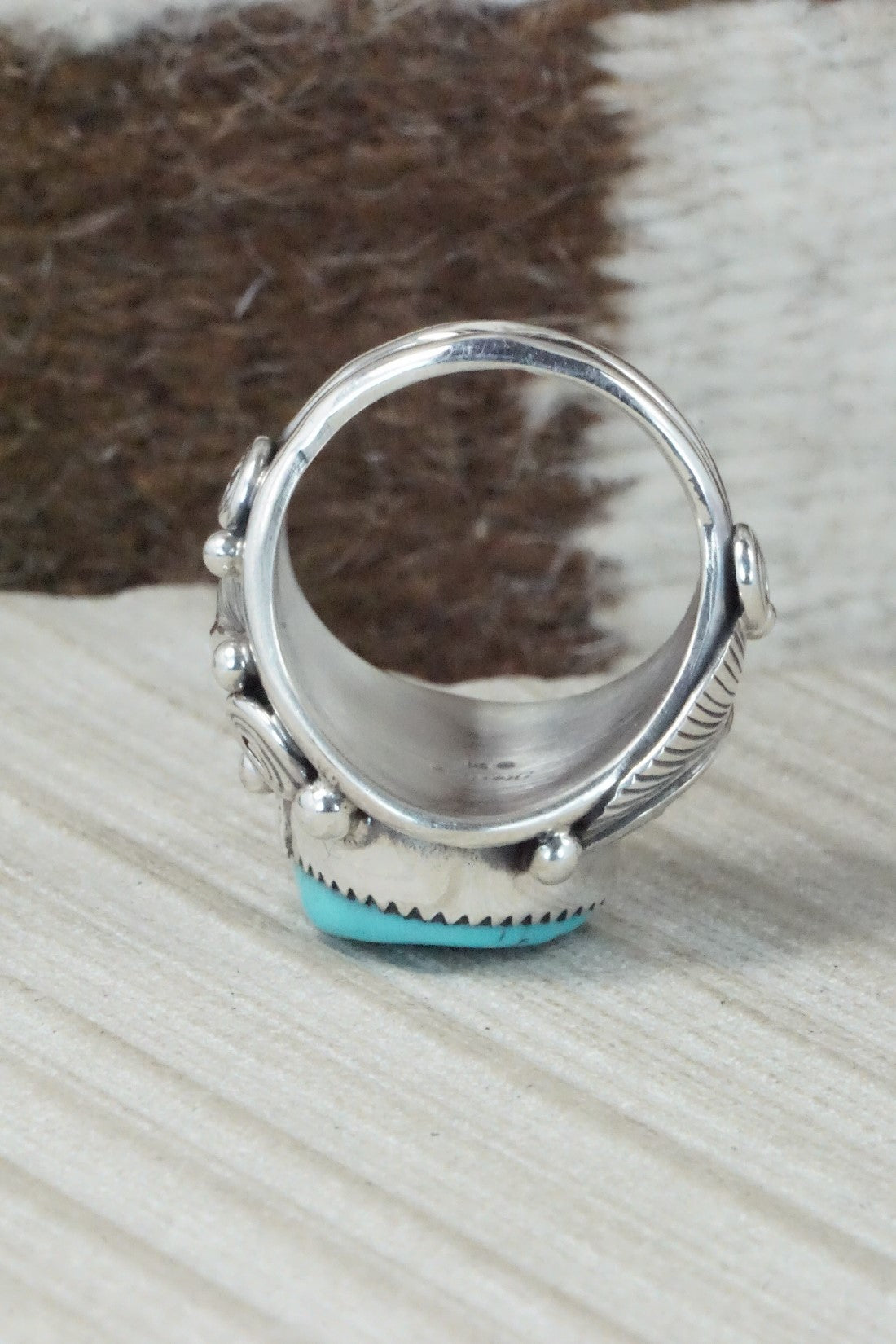 Turquoise & Sterling Silver Ring - Darrell Morgan - Size 11