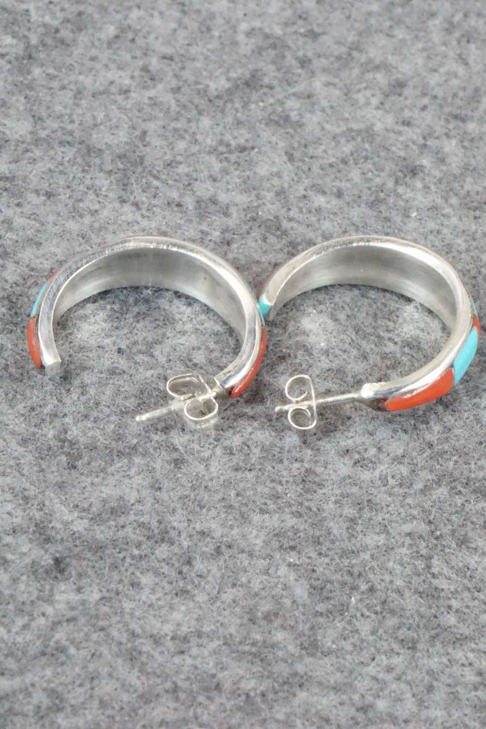 Turquoise, Coral & Sterling Silver Earrings - K Peina