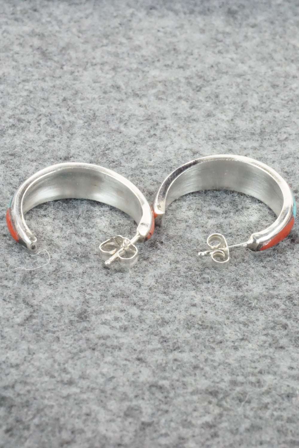Turquoise, Coral & Sterling Silver Earrings - K Peina